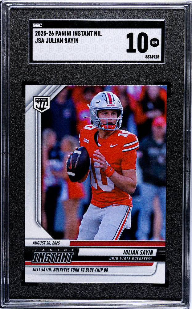 Graded 2025 Panini Instant NIL Julian Sayin #JSA Rookie RC Football Card SGC 10 Gem Mint (ONLINE ORDER ONLY)