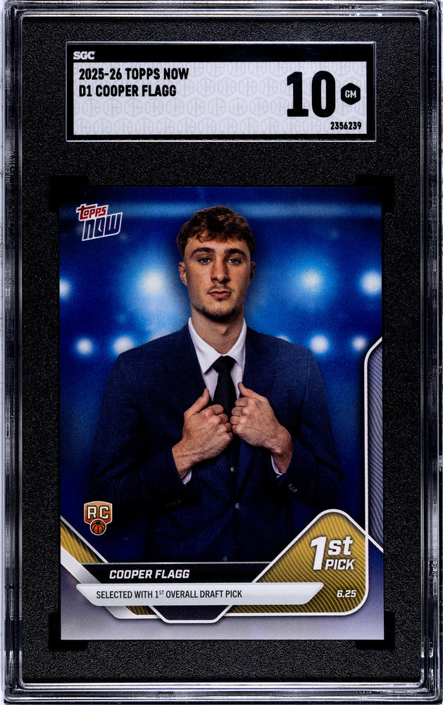 Graded 2025 Topps Now Cooper Flagg #D1 Draft Rookie RC Basketball Card SGC 10 Gem Mint (ONLINE ORDER ONLY)