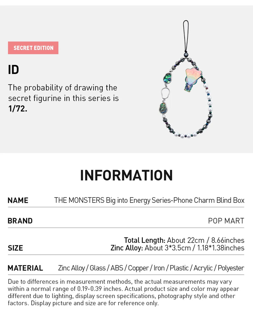 [In Stock] POPMART Big into Energy Series-Phone Charm Blind Box Labubu (SEALED) (ONLINE ORDER ONLY)
