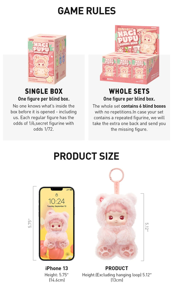 [In Stock] POPMART HACIPUPU Gummy Bear Series-Vinyl Plush Pendant Blind Box (SEALED) (ONLINE ORDER ONLY)