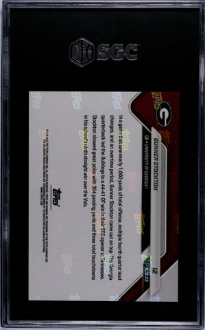 Graded 2025 Topps Bowman U Now Gunner Stockton #12 Gold Foil /50 Rookie RC Football Card SGC 10 Gem Mint (ONLINE ORDER ONLY)