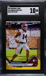 Graded 2025 Topps Bowman U Now Gunner Stockton #12 Gold Foil /50 Rookie RC Football Card SGC 10 Gem Mint (ONLINE ORDER ONLY)
