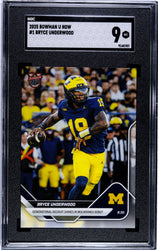 Graded 2025 Topps Bowman U Now Bryce Underwood #1 Generational Recruit Shines in Wolverines Debut Rookie RC Football Card SGC 9 Mint (ONLINE ORDER ONLY)