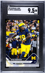 Graded 2025 Topps Bowman U Now Bryce Underwood #1 Generational Recruit Shines in Wolverines Debut Rookie RC Football Card SGC 9.5 Mint+ (ONLINE ORDER ONLY)