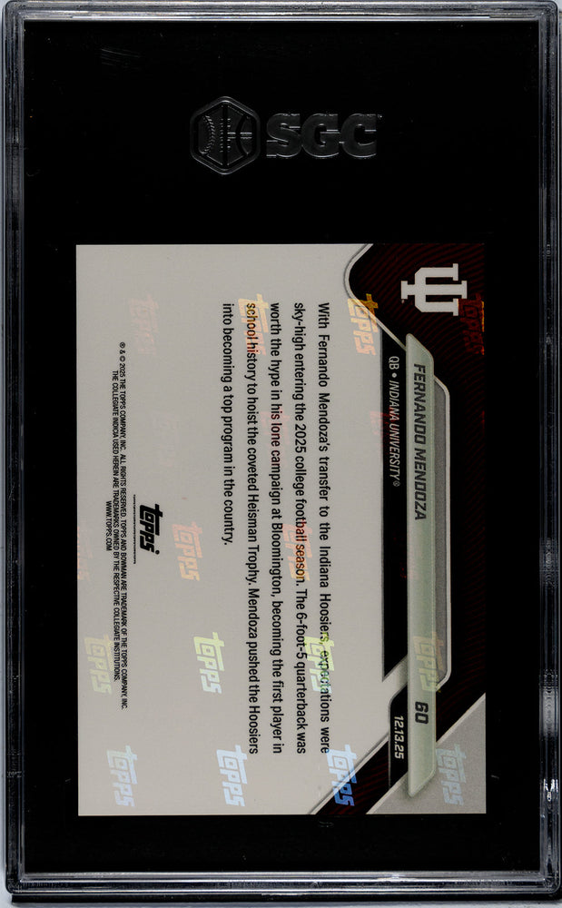 Graded 2025 Topps Bowman U Now Fernando Mendoza #60 Rookie RC Football Card SGC 10 Gem Mint (ONLINE ORDER ONLY)