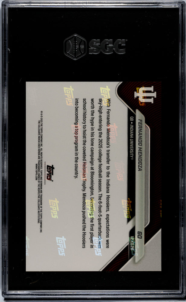 Graded 2025 Topps Bowman U Now Fernando Mendoza #60 Rookie RC Football Card SGC 8.5 Near Mint+ (ONLINE ORDER ONLY)