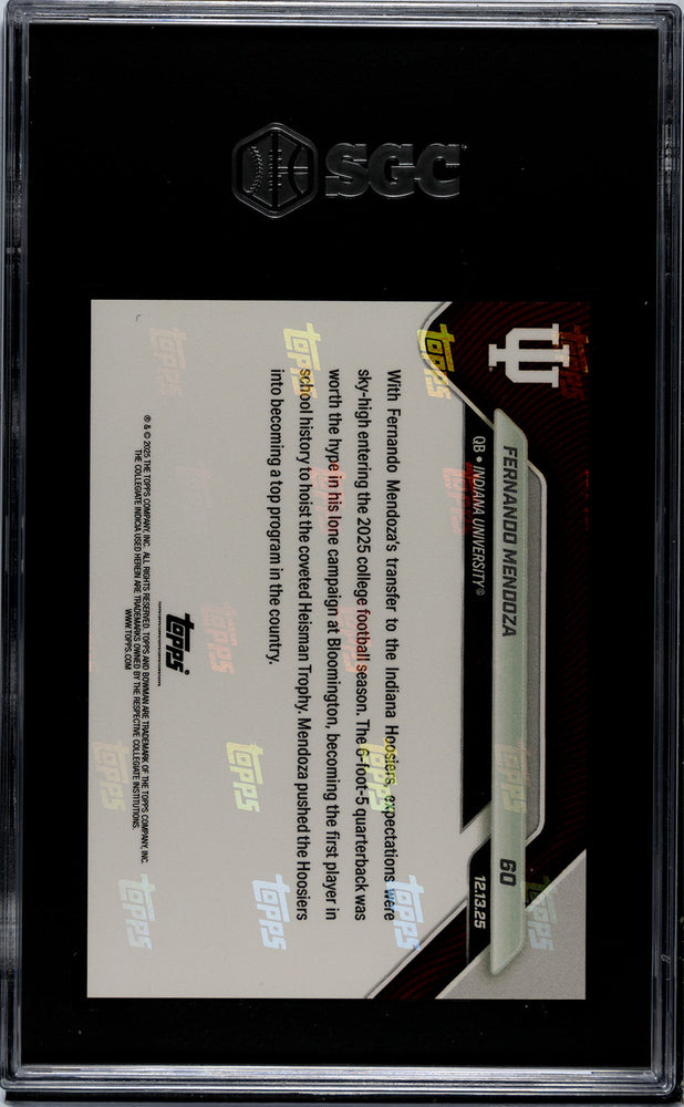 Graded 2025 Topps Bowman U Now Fernando Mendoza #60 Rookie RC Football Card SGC 9.5 Mint+ (ONLINE ORDER ONLY)