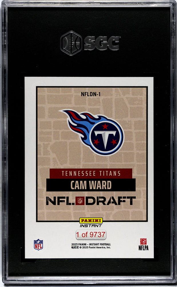 Graded 2025 Panini Instant Cam Ward #NFLDN1 NFL Draft Night Rookie RC Football Card SGC 9.5 Mint+ (ONLINE ORDER ONLY)