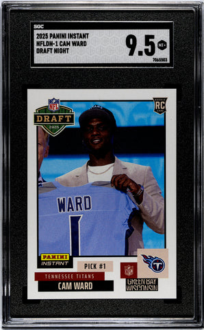 Graded 2025 Panini Instant Cam Ward #NFLDN1 NFL Draft Night Rookie RC Football Card SGC 9.5 Mint+ (ONLINE ORDER ONLY)