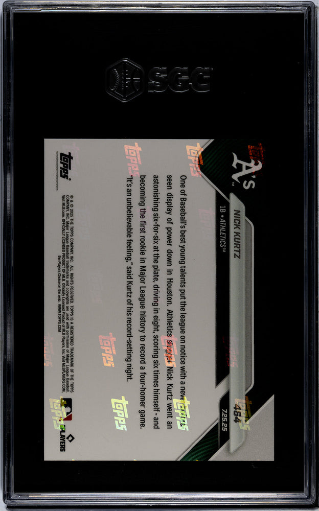 Graded 2025 Topps Now Nick Kurtz #464 1st Rookie in MLB History With a Four Homer Game Rookie RC Baseball Card SGC 10 Gem Mint (ONLINE ORDER ONLY)