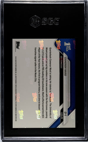 Graded 2025 Topps Now Cam Ward #D1 1st University of Miami QB Drafted Number 1 Since '87 Rookie RC Football Card SGC 9.5 Mint+ (ONLINE ORDER ONLY)