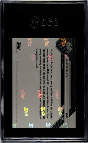 Graded 2025 Topps Now Ashton Jeanty #D2 Record Setting RB Selected 6th Overall Rookie RC Football Card SGC 9 Mint (ONLINE ORDER ONLY)