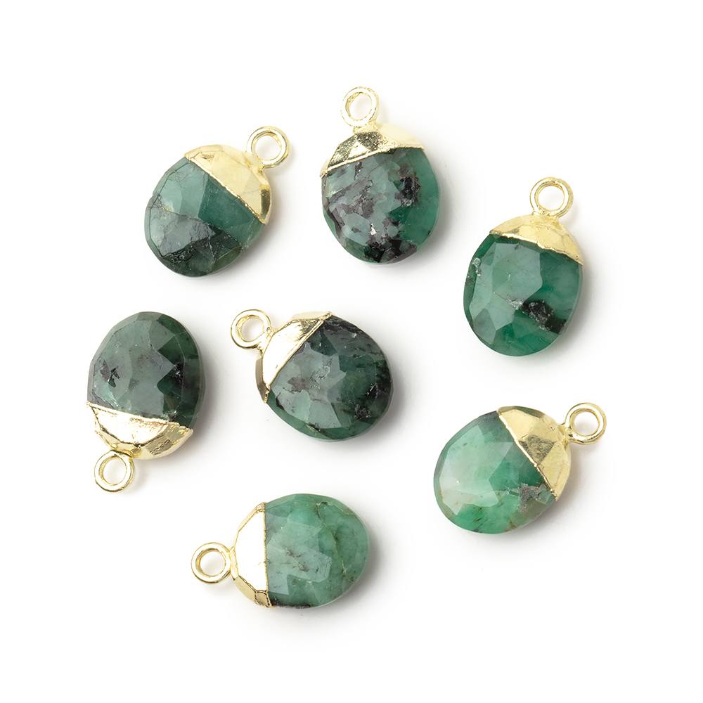 10x8mm Gold Leafed Emerald Oval Pendant 1 piece