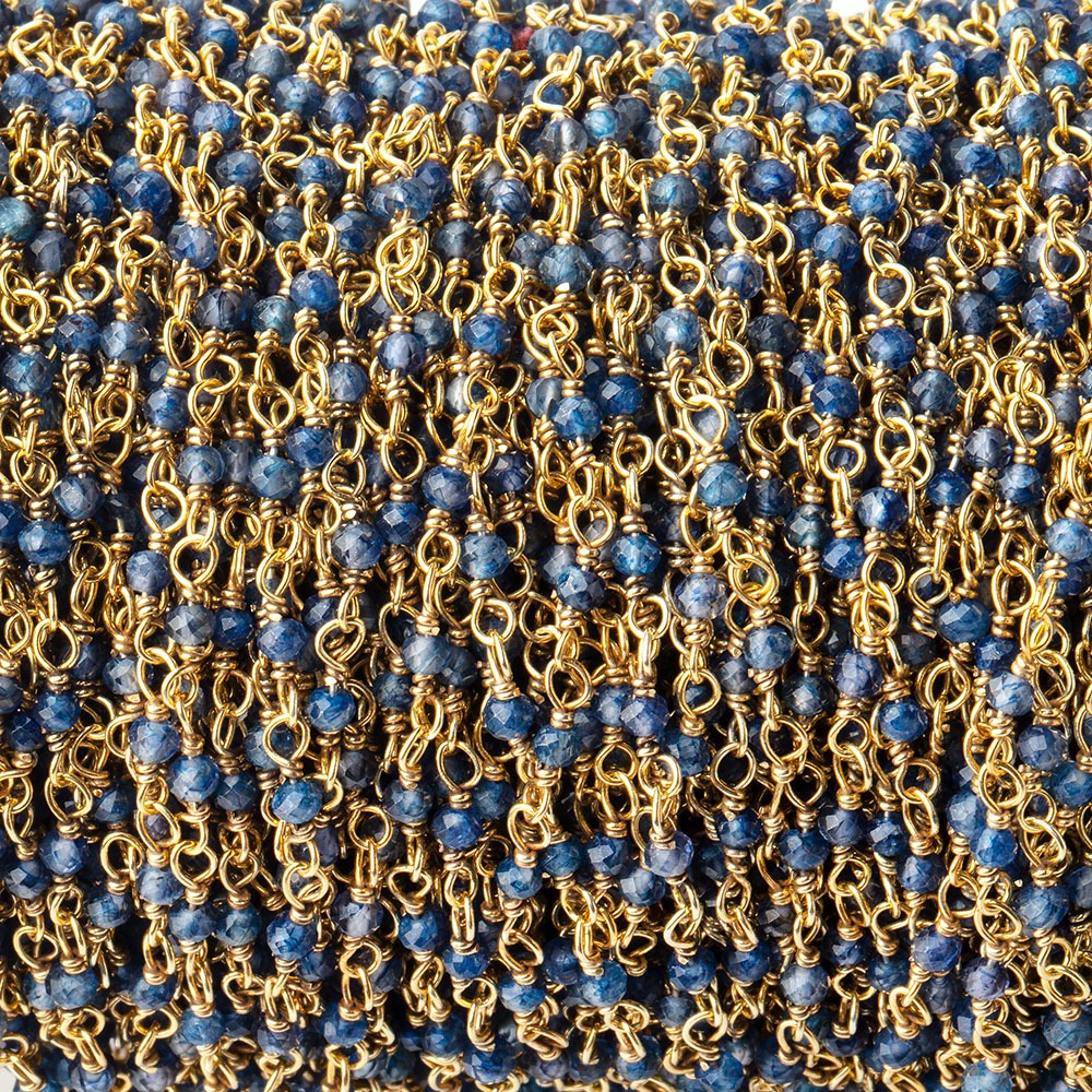 2mm Iolite micro faceted rondelle Vermeil Chain by the foot 46 beads AAA (ONLINE ORDER ONLY)