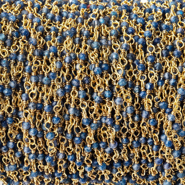 2mm Iolite micro faceted rondelle Vermeil Chain by the foot 46 beads AAA (ONLINE ORDER ONLY)