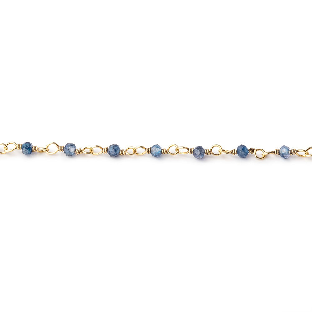 2mm Iolite micro faceted rondelle Vermeil Chain by the foot 46 beads AAA (ONLINE ORDER ONLY)