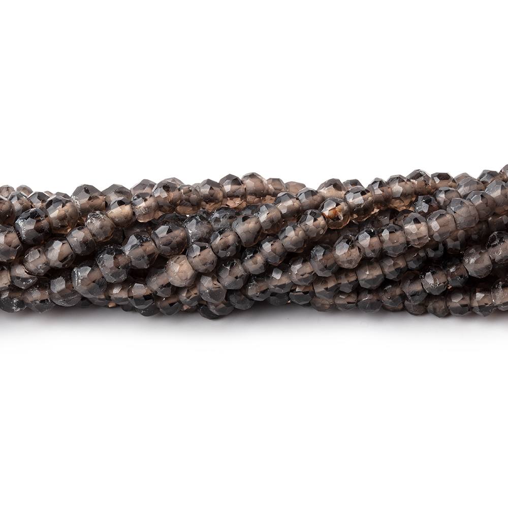 4mm Smoky Quartz Faceted Rondelles 13.5 inch 135 beads with 1mm Large Hole (ONLINE ORDER ONLY)