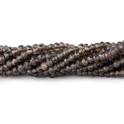 4mm Smoky Quartz Faceted Rondelles 13.5 inch 135 beads with 1mm Large Hole (ONLINE ORDER ONLY)