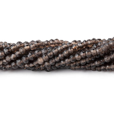 4mm Smoky Quartz Faceted Rondelles 13.5 inch 135 beads with 1mm Large Hole (ONLINE ORDER ONLY)