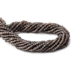 4mm Smoky Quartz Faceted Rondelles 13.5 inch 135 beads with 1mm Large Hole (ONLINE ORDER ONLY)