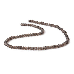 4mm Smoky Quartz Faceted Rondelles 13.5 inch 135 beads with 1mm Large Hole (ONLINE ORDER ONLY)