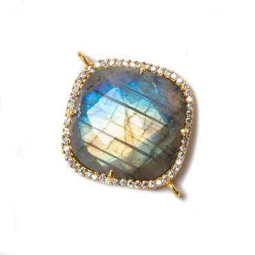 20.5mm Vermeil Labradorite CZ Bezel Pillow Connector 1 pc (ONLINE ORDER ONLY)
