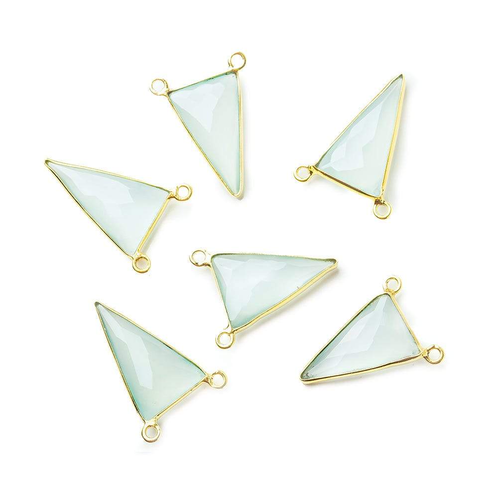 20.5x12mm Vermeil Bezel Sea Green Chalcedony Triangle Connector 1 piece (ONLINE ORDER ONLY)