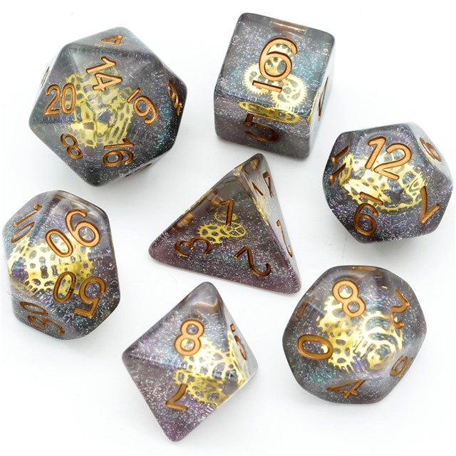 Glitter Mini Gearwheel Dice 7-Dice Dungeons and Dragons RPG (Online Only)