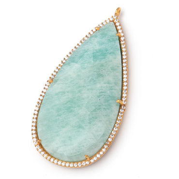 48x25mm Vermeil CZ Bezel Amazonite Faceted Pear Pendant 1 piece (ONLINE ORDER ONLY)