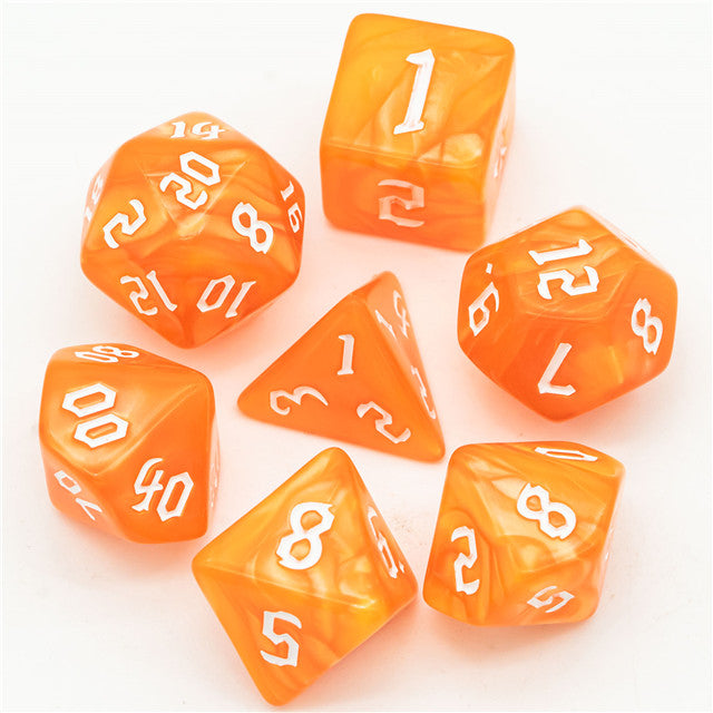 Orange Macaron 7-Dice Blend Set w/White Numbers (Online Only)