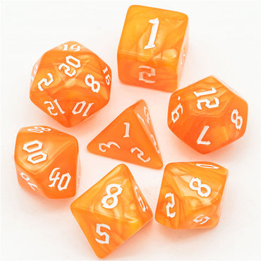 Orange Macaron 7-Dice Blend Set w/White Numbers (Online Only)