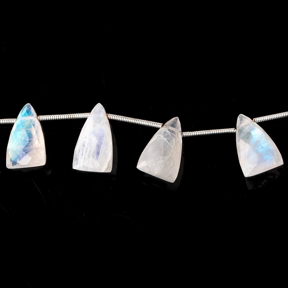 14.5x9mm Rainbow Moonstone faceted triangle points 6 inch 10 beads A (ONLINE ORDER ONLY)