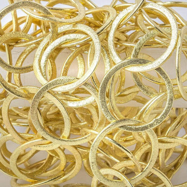20mm 14kt Gold plated Brushed Round Link Chain by the foot (ONLINE ORDER ONLY)