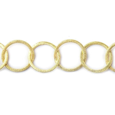 20mm 14kt Gold plated Brushed Round Link Chain by the foot (ONLINE ORDER ONLY)