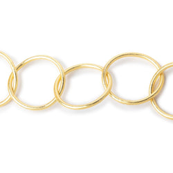 20mm 22kt Gold plated Plain Round Link Chain (ONLINE ORDER ONLY)