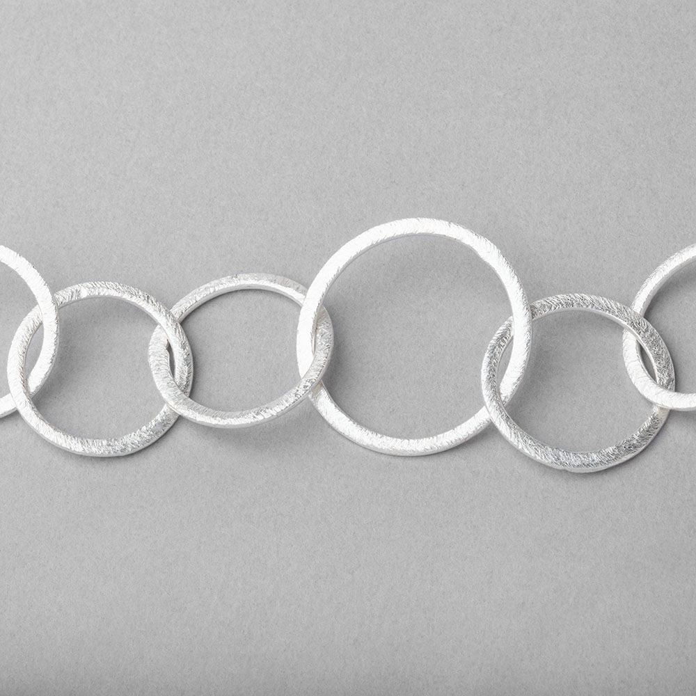 20mm and 26mm Silver plated Brushed Round Link Chain by the foot (ONLINE ORDER ONLY)
