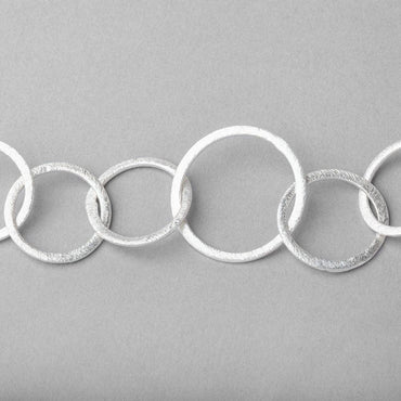 20mm and 26mm Silver plated Brushed Round Link Chain by the foot (ONLINE ORDER ONLY)