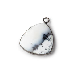 20mm Black Gold Bezel Dendritic Opal Plain Triangle Pendant 1 piece (ONLINE ORDER ONLY)