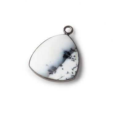 20mm Black Gold Bezel Dendritic Opal Plain Triangle Pendant 1 piece (ONLINE ORDER ONLY)