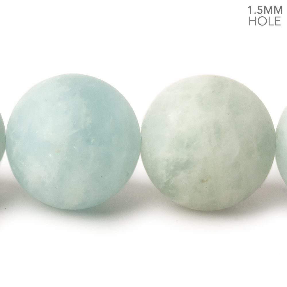 20mm Matte Aquamarine plain round beads 16 inch 21 large hole beads A (ONLINE ORDER ONLY)