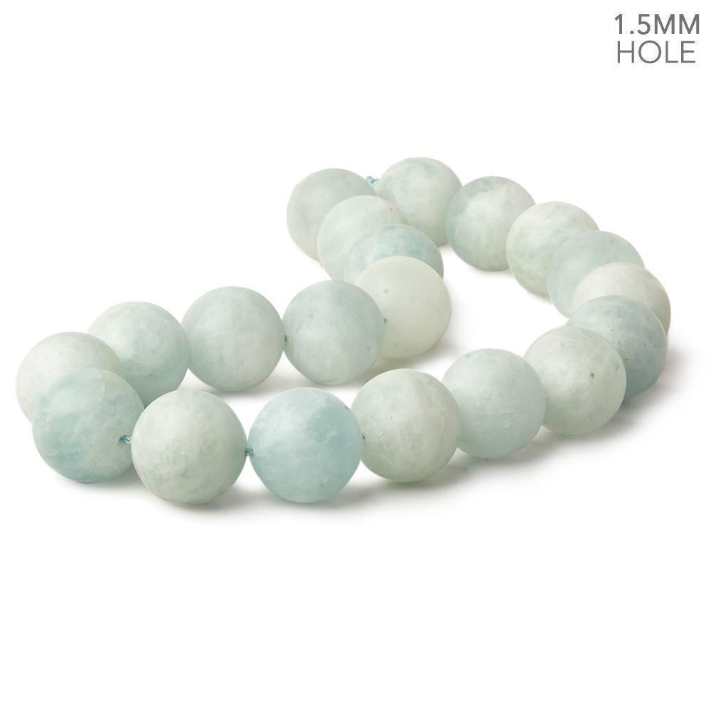20mm Matte Aquamarine plain round beads 16 inch 21 large hole beads A (ONLINE ORDER ONLY)