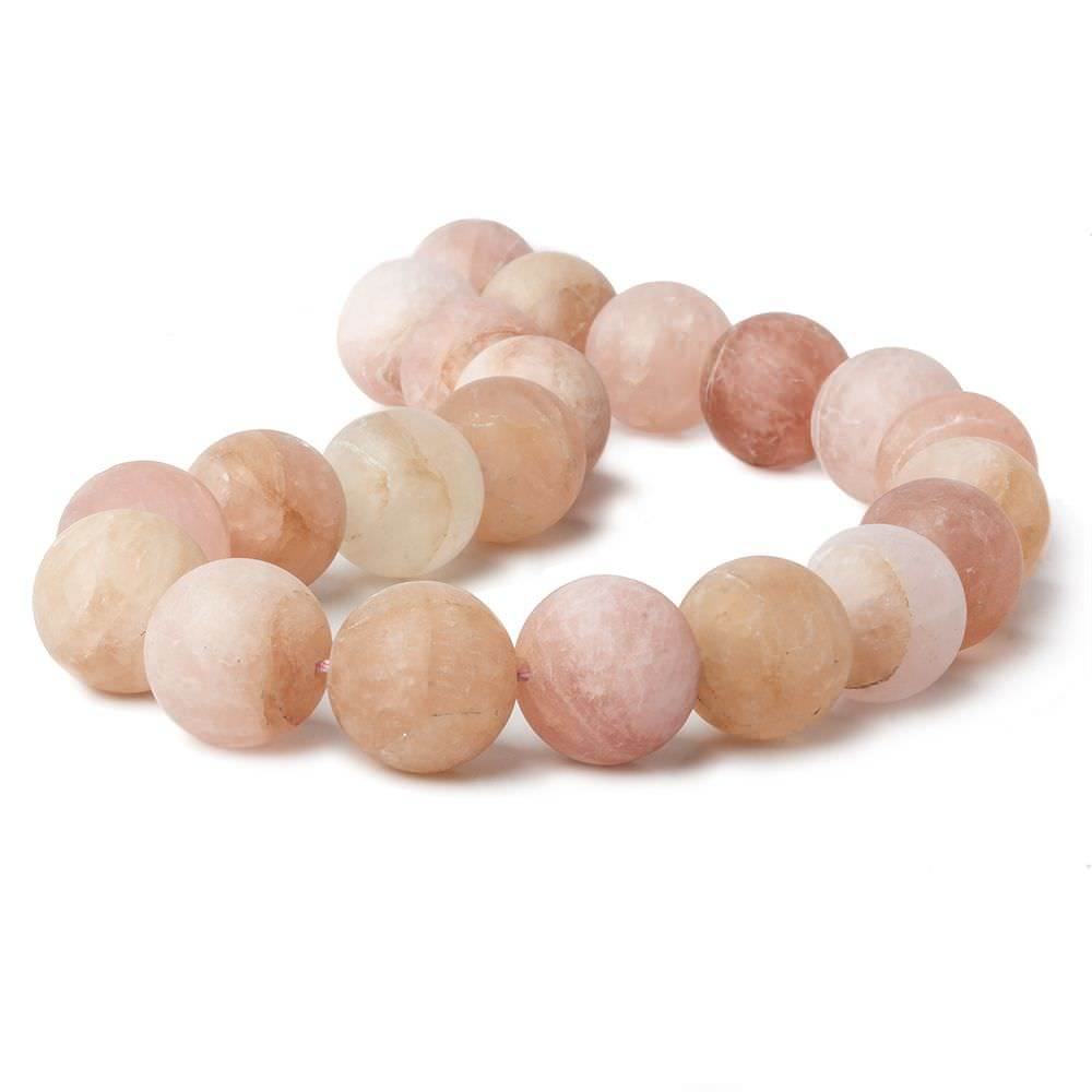20mm Matte Morganite (Pink Beryl) plain round beads 16 inch 21 pieces A (ONLINE ORDER ONLY)