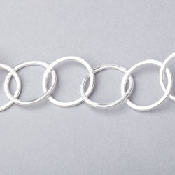 20mm Silver plated Brushed Round Link Chain by the foot (ONLINE ORDER ONLY)