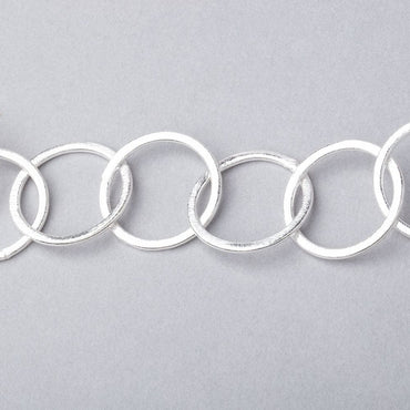 20mm Silver plated Brushed Round Link Chain by the foot (ONLINE ORDER ONLY)
