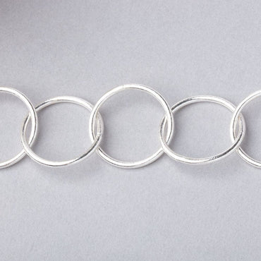 20mm Silver plated Plain Round Link Chain by the foot (ONLINE ORDER ONLY)