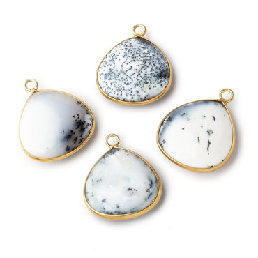 20mm Vermeil Bezel Dendritic Opal Plain Heart Pendant 1 piece (ONLINE ORDER ONLY)