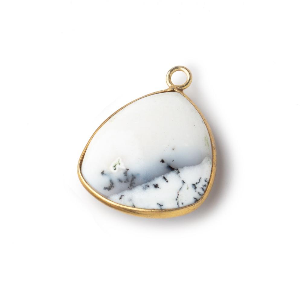20mm Vermeil Bezel Dendritic Opal Plain Triangle Pendant 1 piece (ONLINE ORDER ONLY)