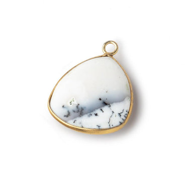 20mm Vermeil Bezel Dendritic Opal Plain Triangle Pendant 1 piece (ONLINE ORDER ONLY)