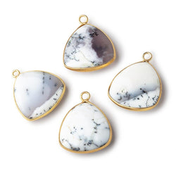 20mm Vermeil Bezel Dendritic Opal Plain Triangle Pendant 1 piece (ONLINE ORDER ONLY)