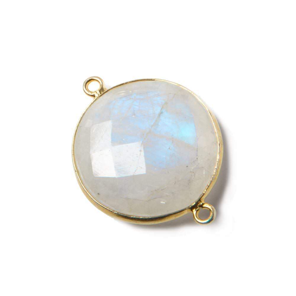 20mm Vermeil Bezeled Rainbow Moonstone faceted coin Pendant 1 piece (ONLINE ORDER ONLY)